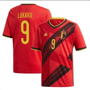 Adidas Men Red and Black Belgium Soccer Jersey